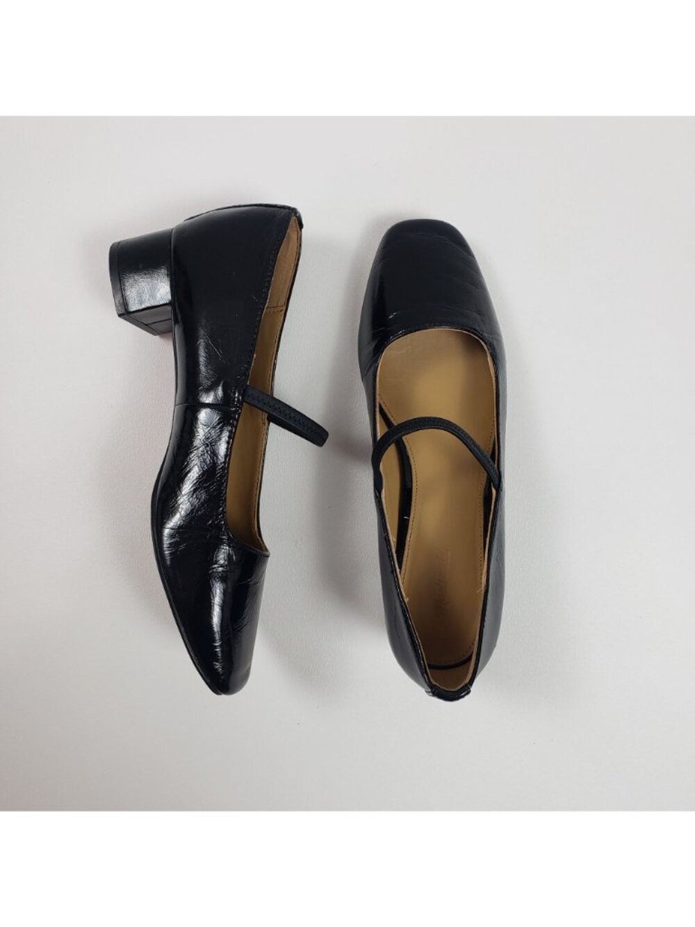 Madewell The Greta Pump True Black Crinkled Patent Leather Mary Jane Strap Sz 7M - Picture 14 of 15